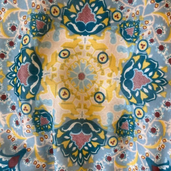 Blue, Yellow, Brown Paisley Print Mini Skirt - lined with stretch waist - Large - Picture 3 of 8